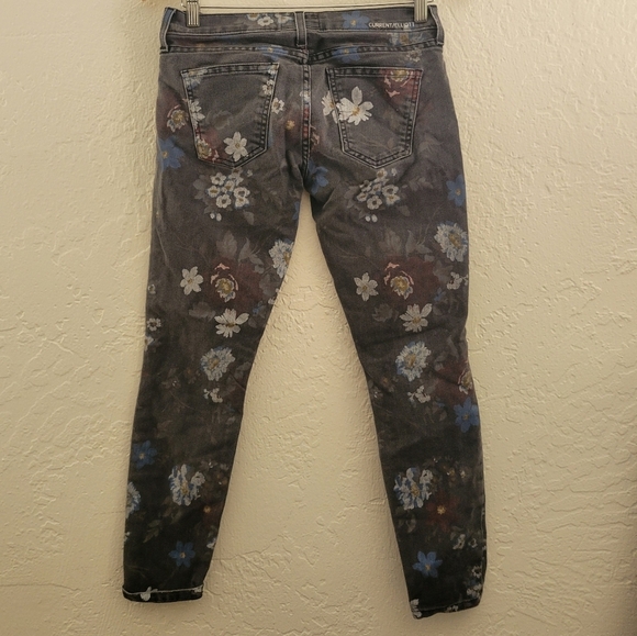 Current/Elliot The Stiletto Black Wild Flower Jean Size 26 - Picture 2 of 9